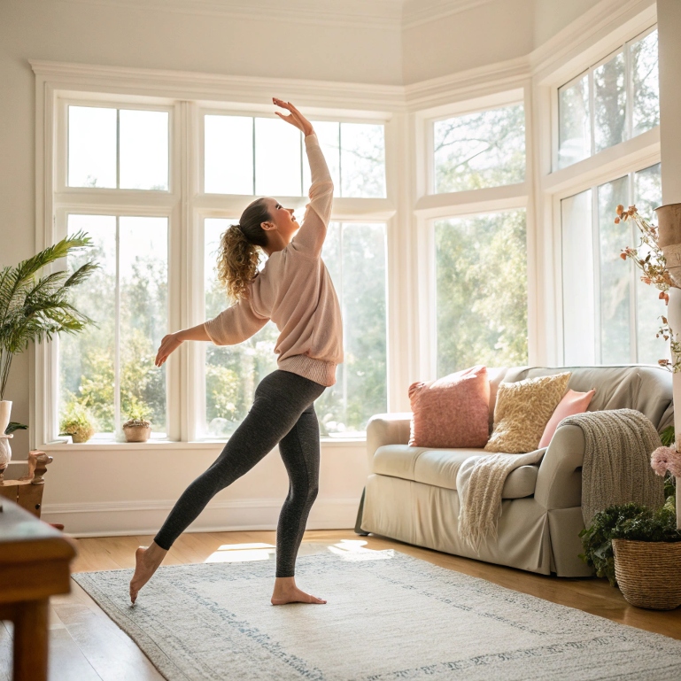 Joyful movement at home with light and freedom