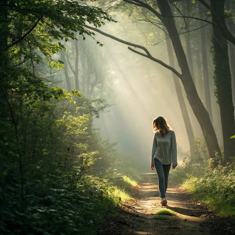 Nature walk as part of gentle self-care routine