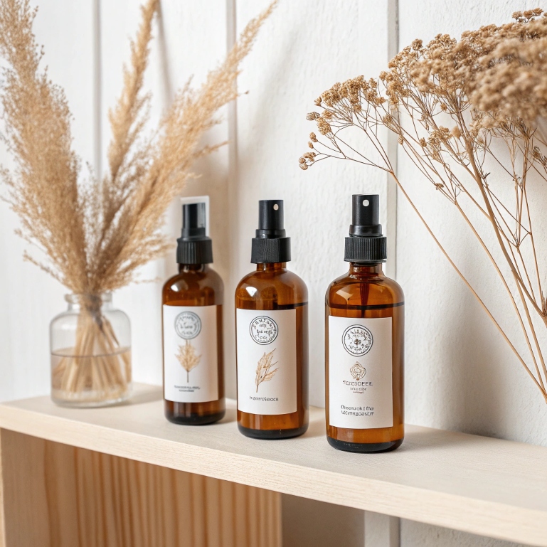 Stylish amber glass bottles for homemade cleaning products